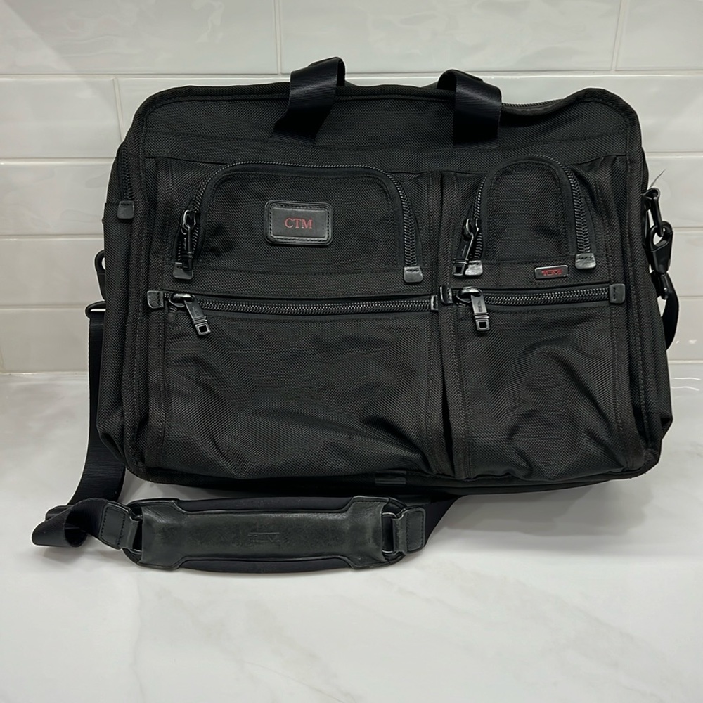 Tumi Alpha Ballistic Nylon Expandable Briefcase Black Gem